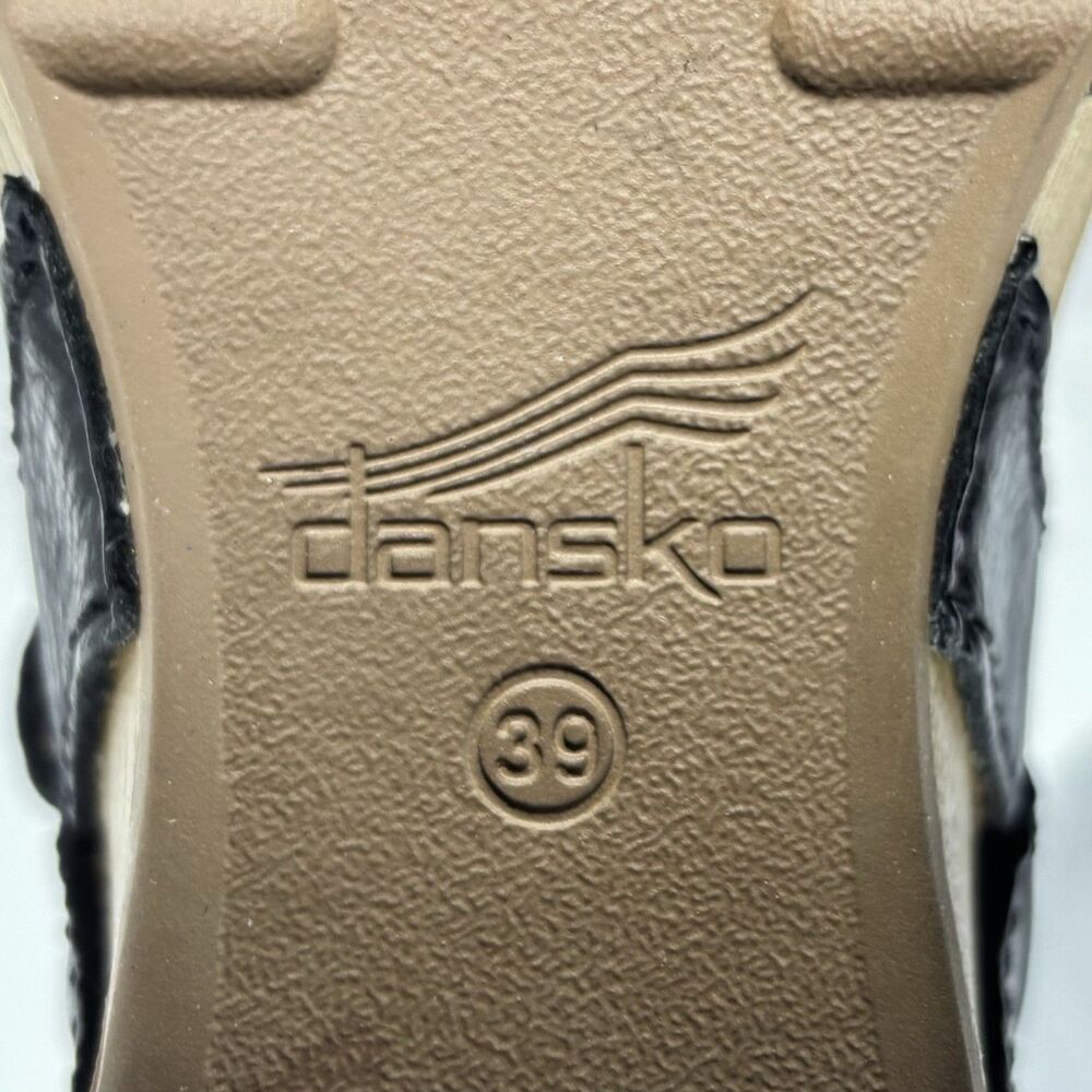Dansko Tiffani Leather Clog Sandal Women 39 US 8.5 9 Black Wedge Mary Jane Strap - Picture 7 of 7